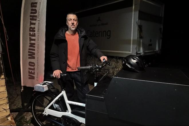 Cargobike Riese & Müller Transporter für Blaugang Jeans Manufaktur